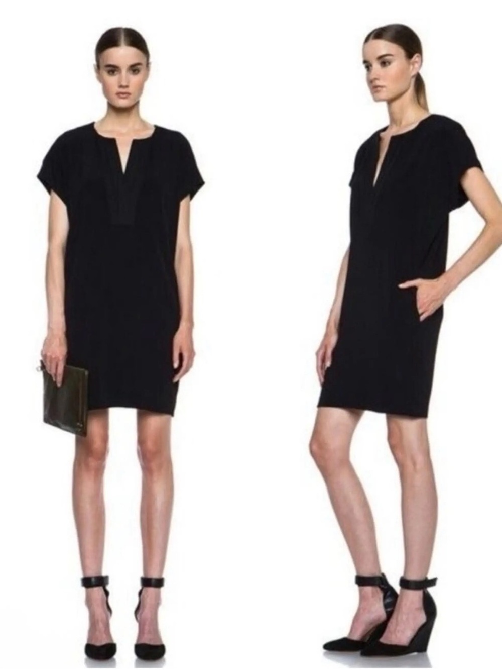 EUC Vince Black V-Neck Dress with pockets. Size Medium. Like new condition.